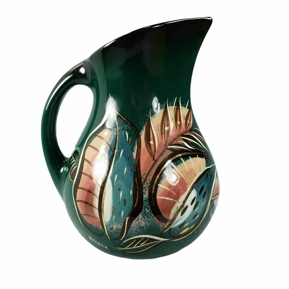 Sascha Brastoff Pitcher Handpainted Art Pottery Abstract Mid Century Modern USA